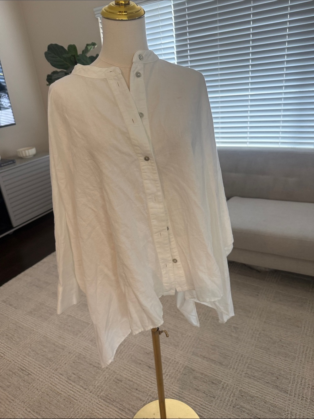 Zara White Lightweight Button-Down Shirt